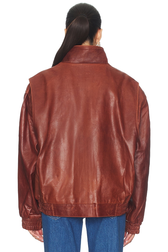 Found Leather Bomber Jacket in Deep Burgundy | REVOLVE