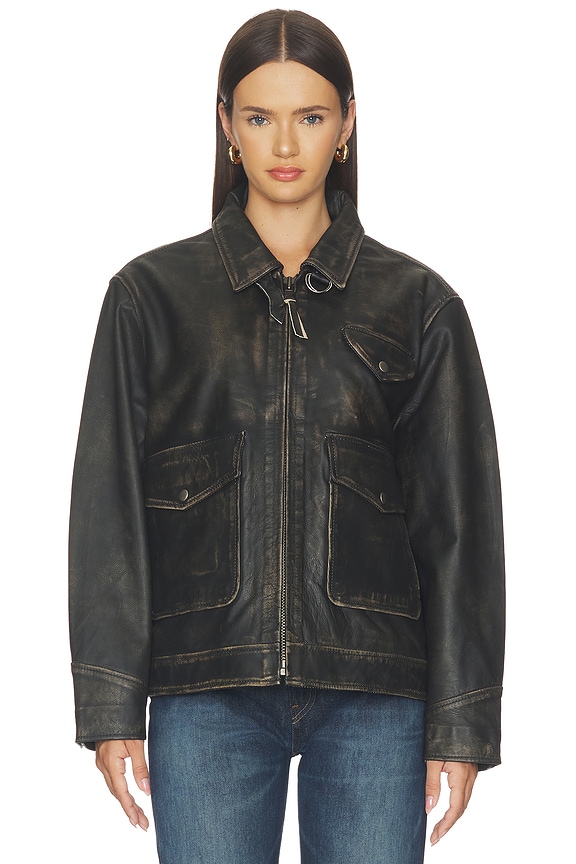 view 2 of 5 CHAQUETA DISTRESSED  in Black