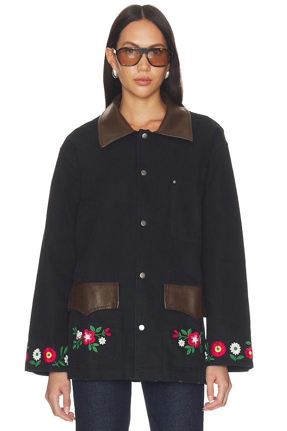 view 2 of 6 Canvas Embroidered Work Jacket in Black