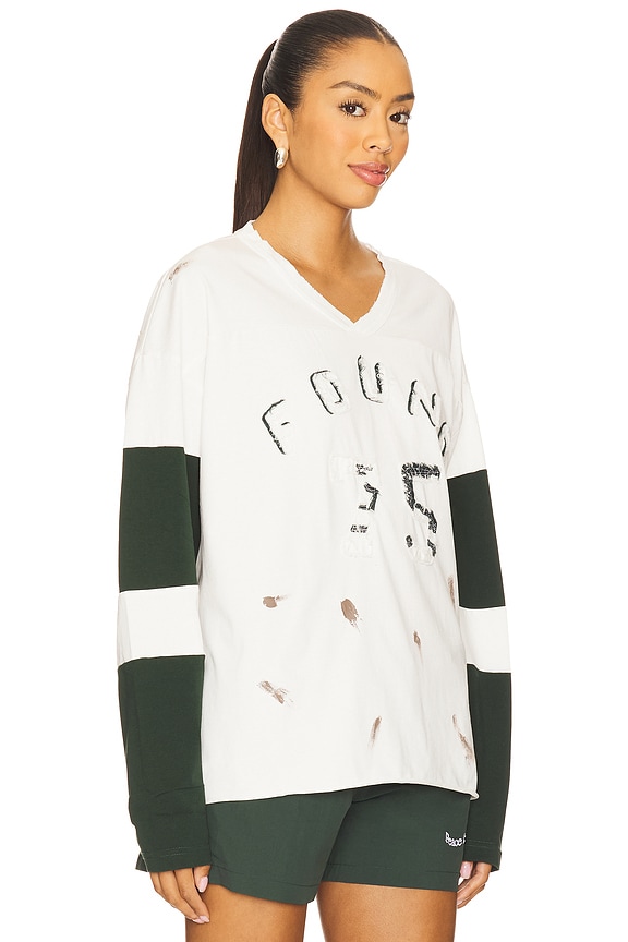 view 2 of 4 Distressed Team Tee in Vintage White & Green