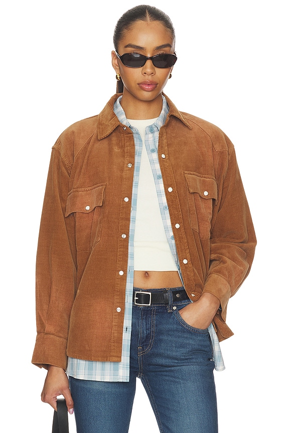 view 1 of 5 Western Corduroy Shirt in Light Brown