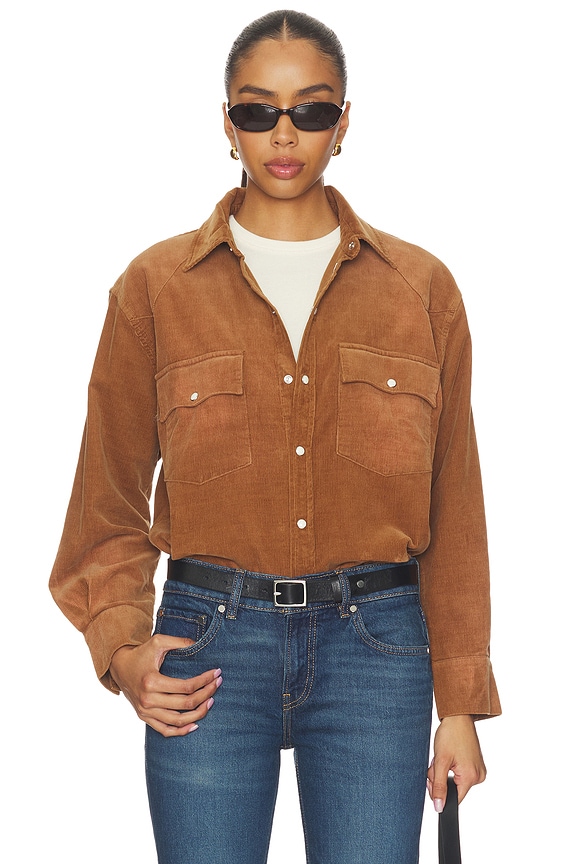 view 2 of 5 Western Corduroy Shirt in Light Brown