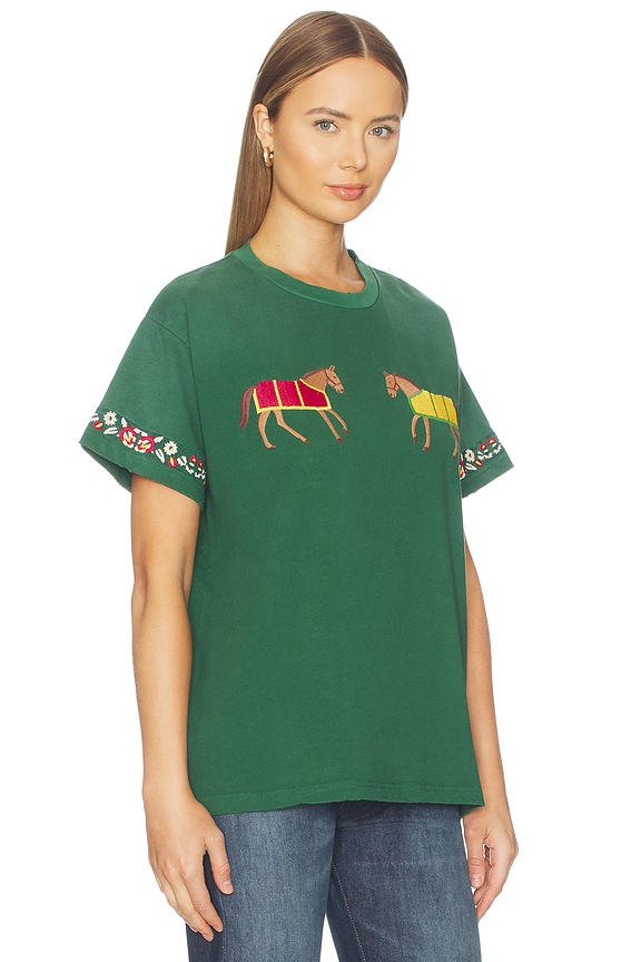 view 2 of 6 Embroidered Horse Equine Tee in Washed Forest