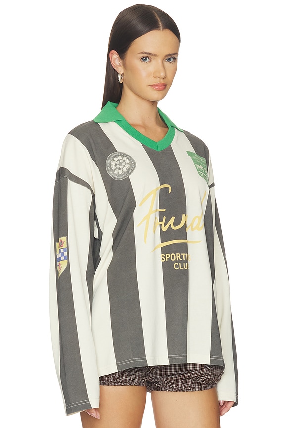 view 2 of 5 Striped Sport Ls Jersey in Faded Black &	Off-white