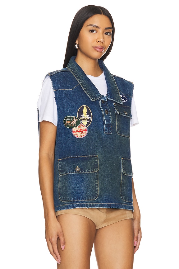 view 2 of 5 BLOUSON SANS MANCHES AVEC PATCHS in Vintage Blue