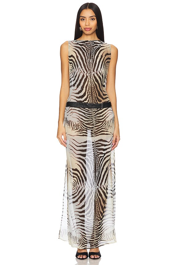 view 2 of 4 Gala Zebra Slip Dress in Grey & Black