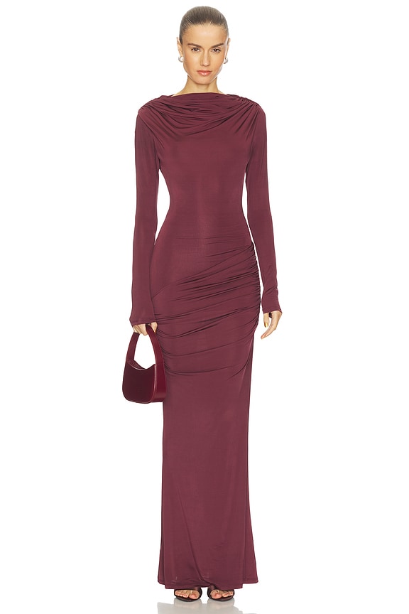 view 1 of 4 Draped Jersey Dress in Oxblood