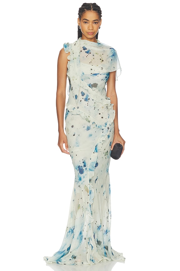view 1 of 5 VESTIDO CON VOLANTES ROMANTIC in Raindrop Print