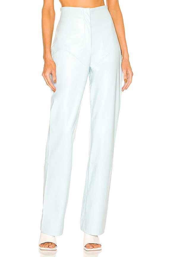 Paris Georgia Vegan Leather Bootleg Pant in Mineral Blue | REVOLVE