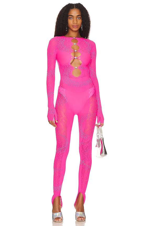 Poster Girl Janice Hotfix Jumpsuit in Pink REVOLVE