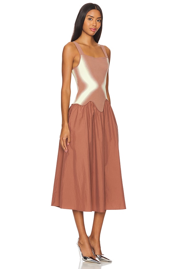 view 2 of 3 Mushu Mixed Media Tank Dress in Cozy Brown