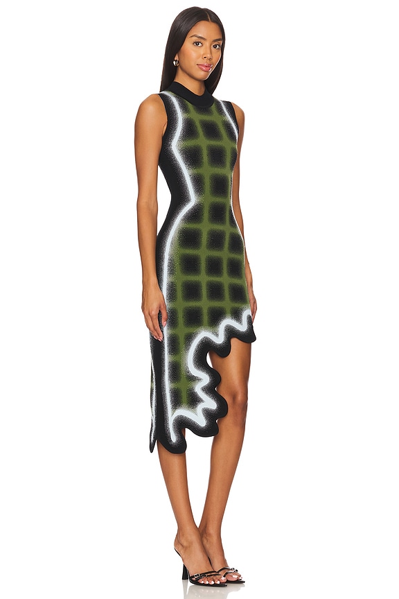 view 2 of 4 Mia Wavy Plaid Dress in Green & Black