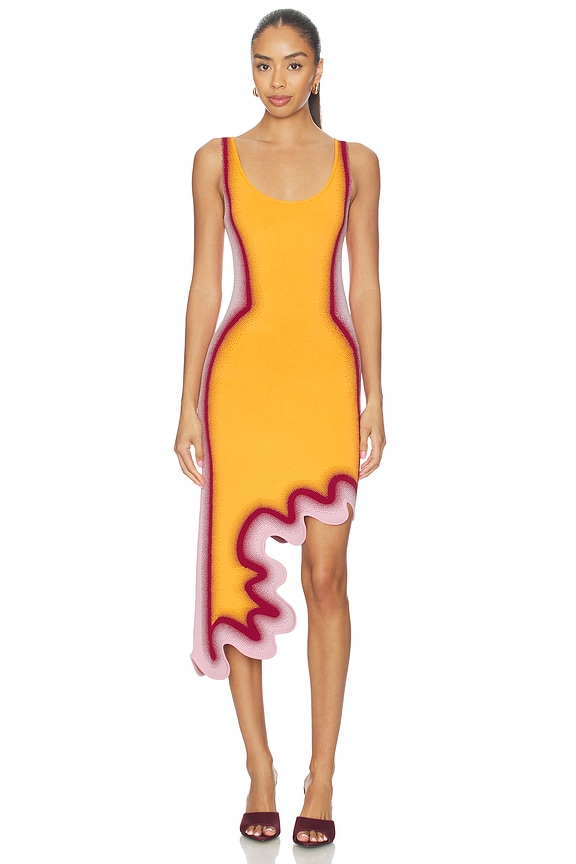 view 1 of 5 Aster Reversible Wavy Dress in Golden Orange