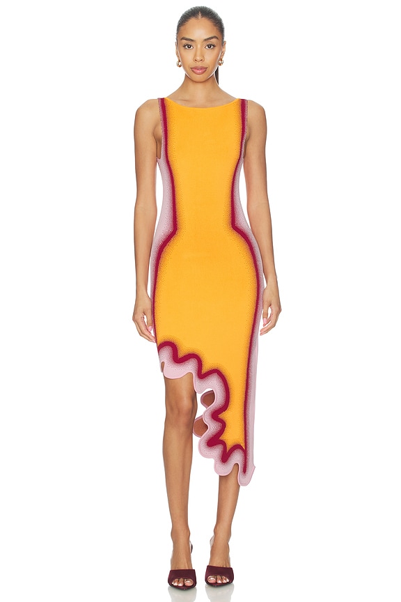 view 2 of 5 Aster Reversible Wavy Dress in Golden Orange