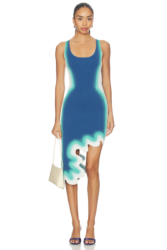 view 1 of 5 Aster Reversible Wavy Dress in Navy Turquoise