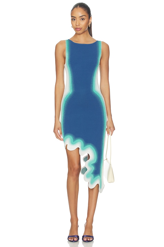 view 2 of 5 Aster Reversible Wavy Dress in Navy Turquoise