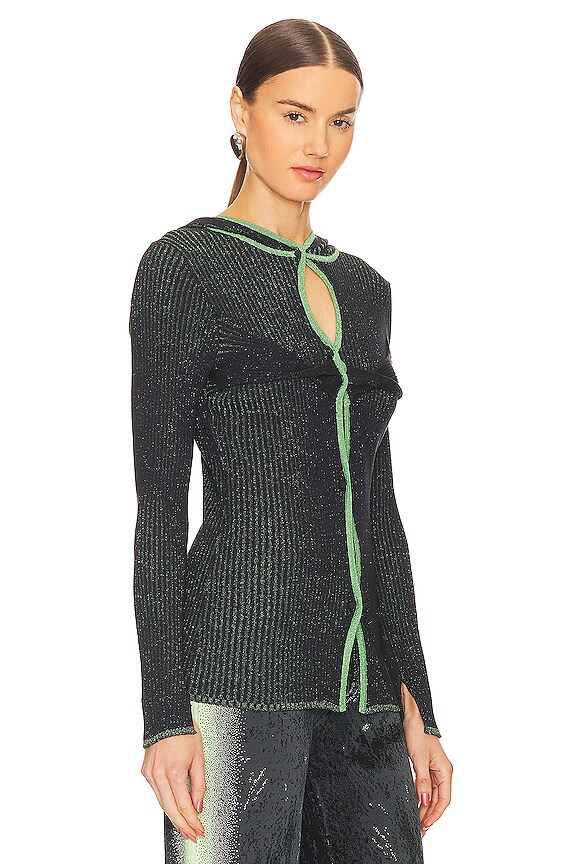 view 2 of 5 SWEAT À CAPUCHE MÉTALLISÉ ORCHID in Black Green