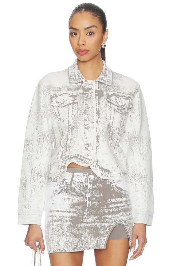view 1 of 5 Hana Denim Print Oversized Jacket in Denim White