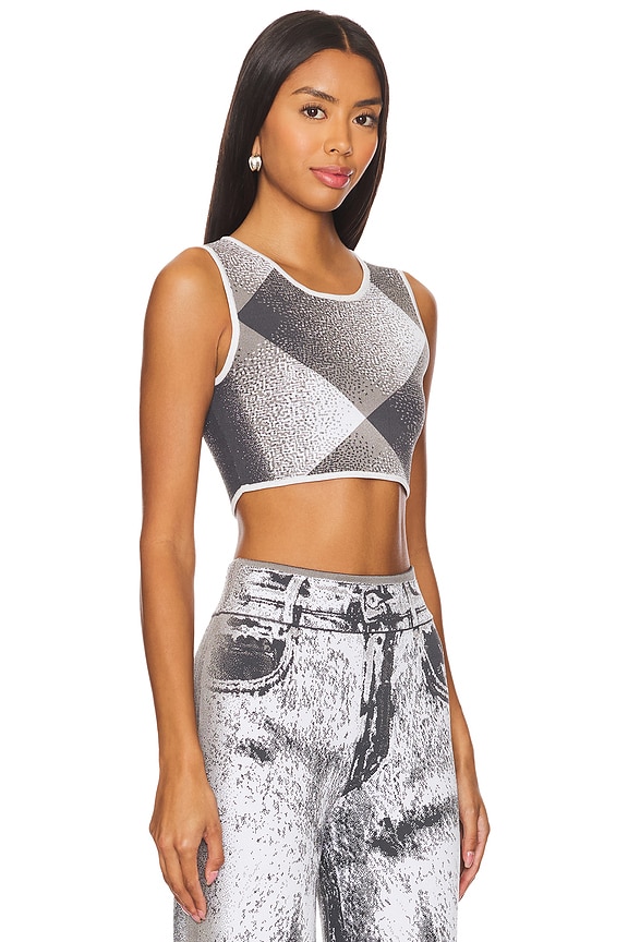 view 2 of 4 Jude Cropped Plaid Top in Charcoal Gray