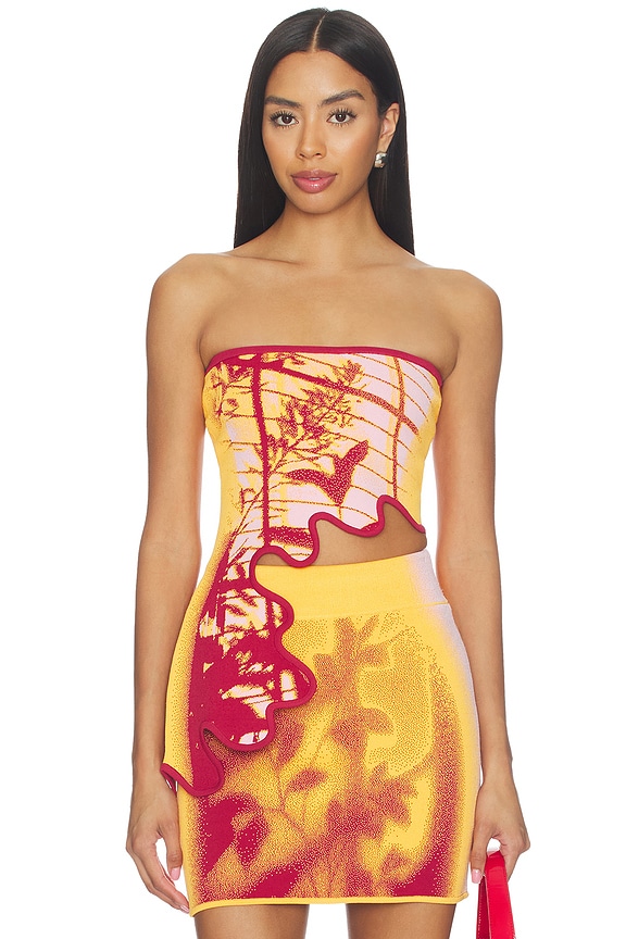 view 1 of 5 Pomelo Wavy Bra Top in Golden Orange