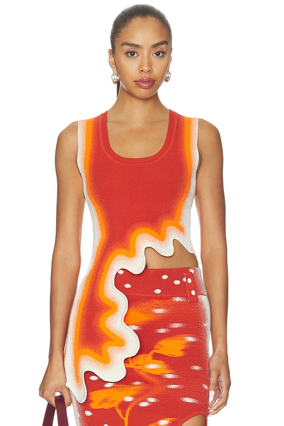 view 1 of 5 Kerry Wavy Tank Top in Fireball Orange