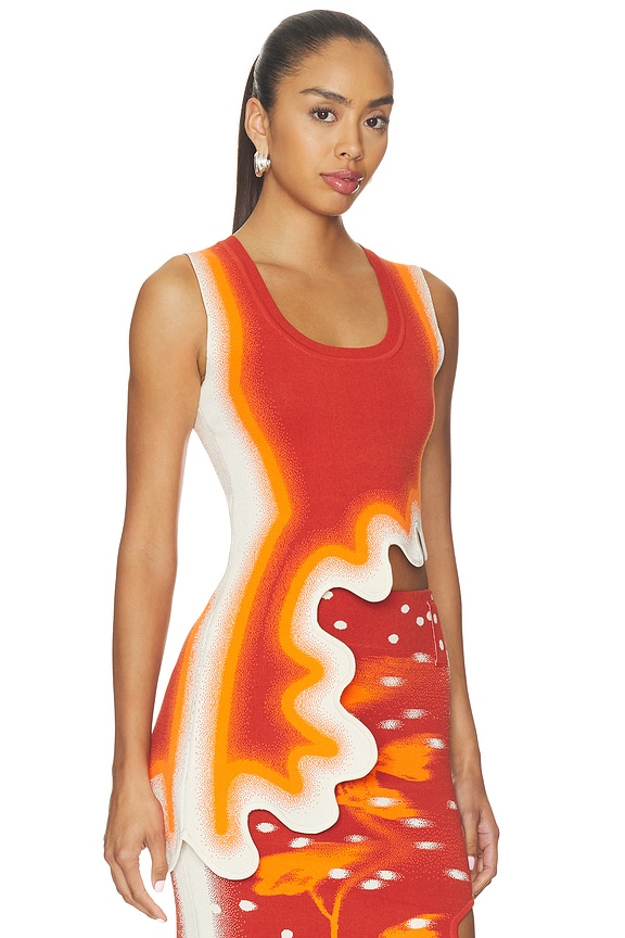view 2 of 5 Kerry Wavy Tank Top in Fireball Orange