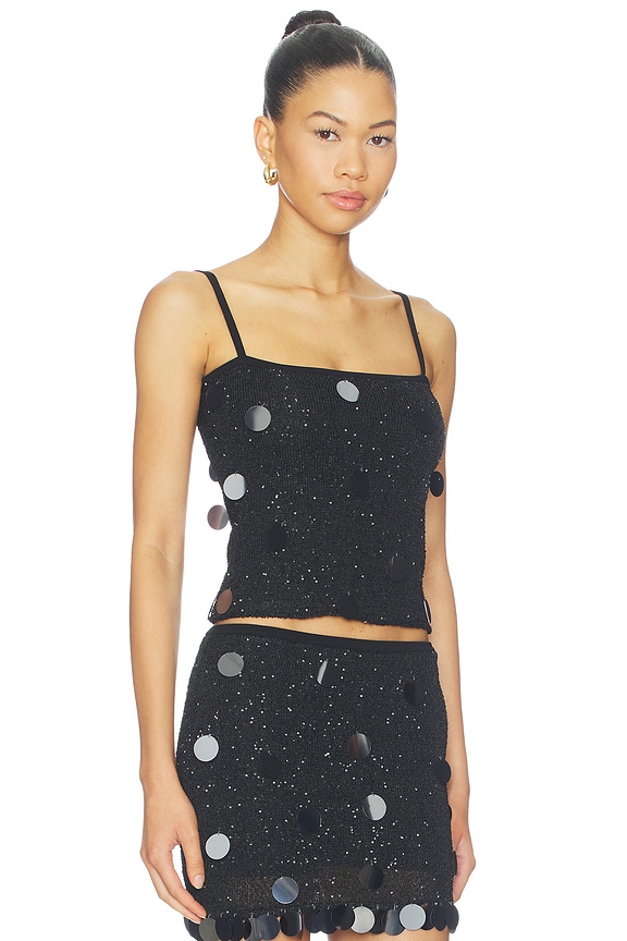 view 2 of 5 Ariel Sequins Tank Top in Midnight Black
