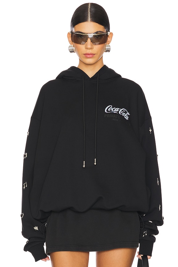 view 2 of 7 Silver Charm Sleeves Hoodie in Black