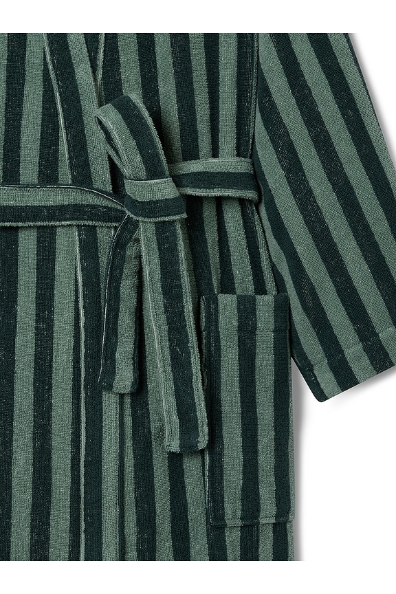 view 2 of 2 Pembroke Stripe Cotton Robe in Pine Green