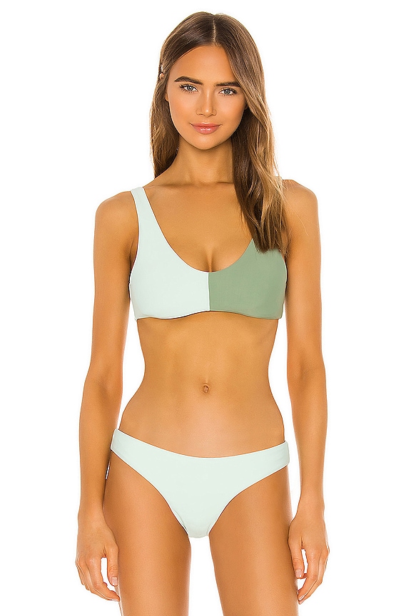 view 1 of 5 Two Tone Tie Bikini Top in Mint & Sage