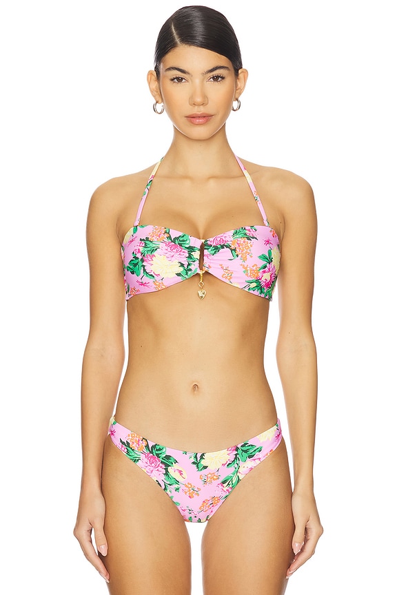 view 2 of 5 Detail Bandeau Bikini Top inDahlia in Dahlia
