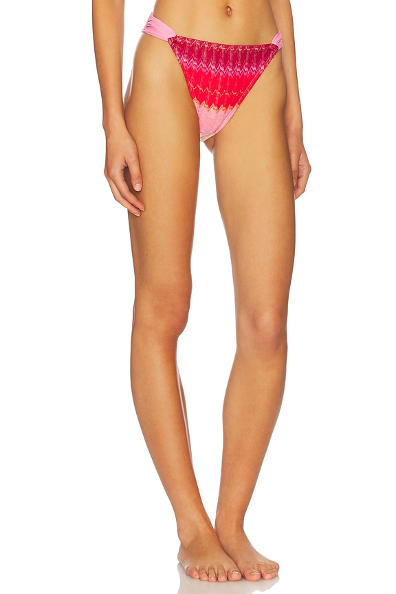 view 2 of 4 High Waist Fanned Bikini Bottom in Pink Printed