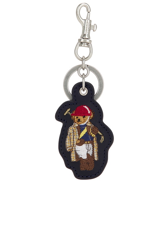 view 1 of 3 Leather Novelty Bear Keyfob in Newport Navy
