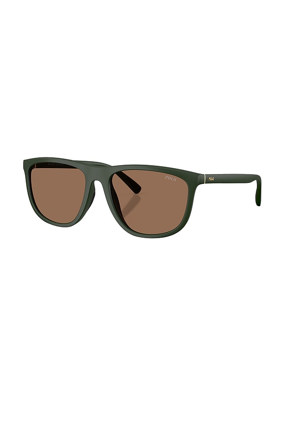 view 2 of 3 Sunglasses in Matte Dark Green & Dark Brown