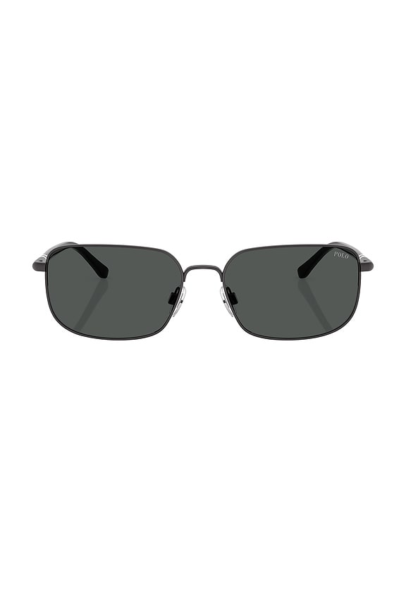 view 1 of 3 Rectangular Sunglasses in Black & Dark Grey