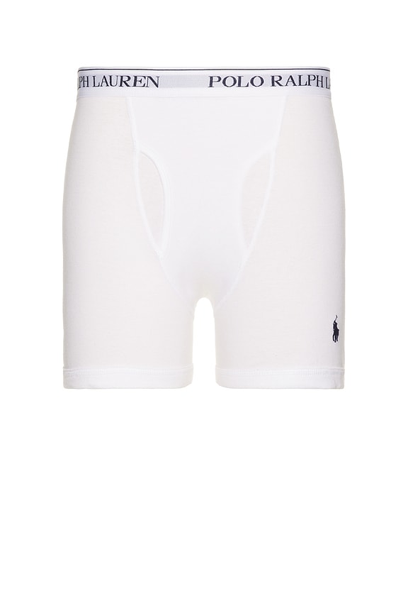 view 2 of 3 Classic Fit Cotton 3 Pack Boxer Brief in White & Cruise Navy PP