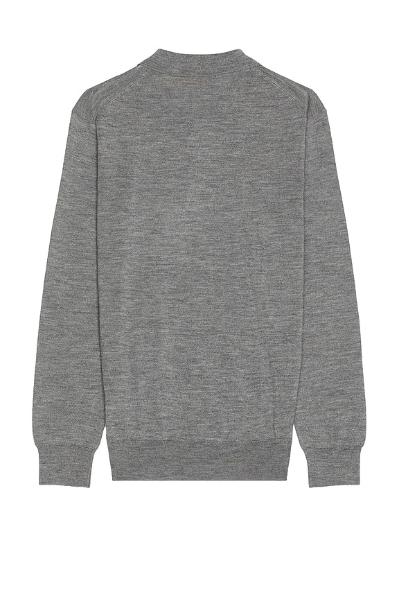 view 2 of 5 Merino Wool Button Placket Polo Sweater in Fawn Grey Heather