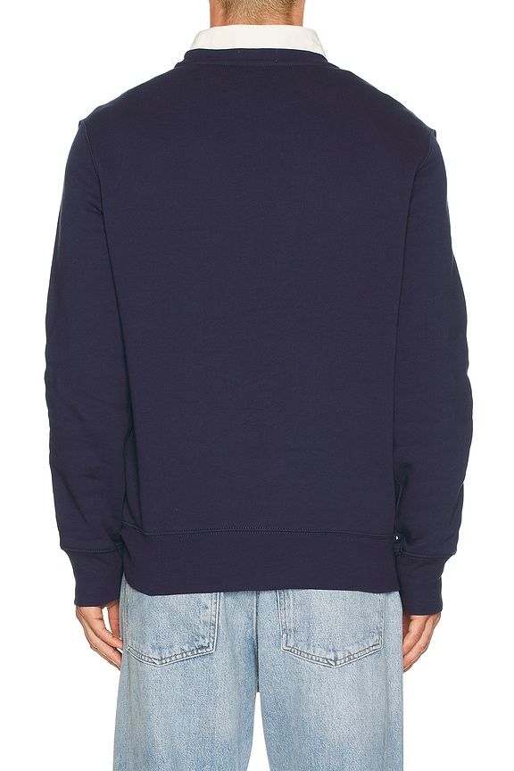 view 2 of 4 Long Sleeve Fleece Novelty Polo Society Bear Crewneck Sweatshirt in Newport Navy