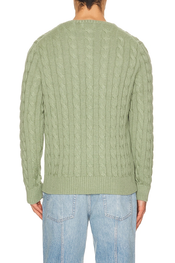 view 2 of 5 Cable Knit Crewneck Sweater in Fern Green Heather