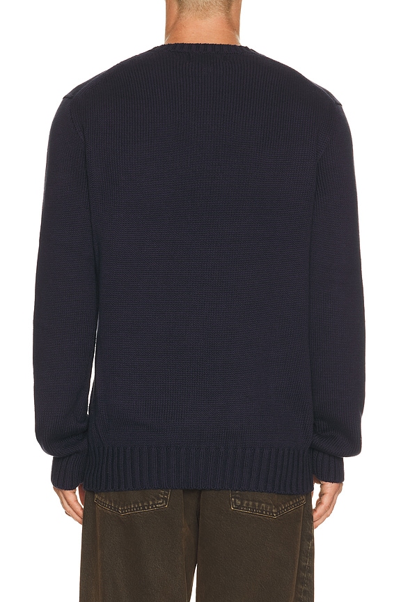 view 2 of 5 Roving Cotton USA Flag Crewneck Sweater in Hunter Navy