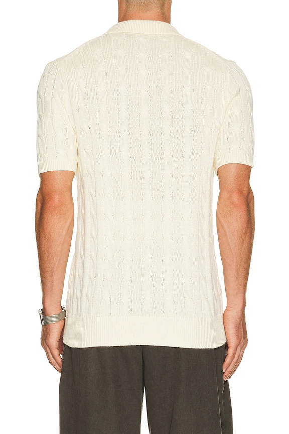 view 2 of 5 Short Sleeve Cotton Cable Knit Polo Sweater in Andover Cream
