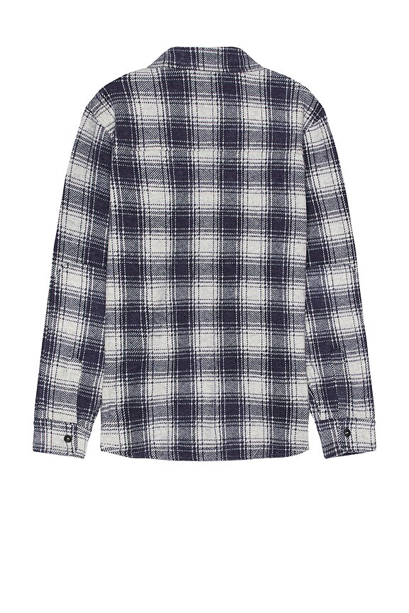 view 2 of 5 Long Sleeve Shirt Jacket in Herbal Milk & Cruise Navy Plaid