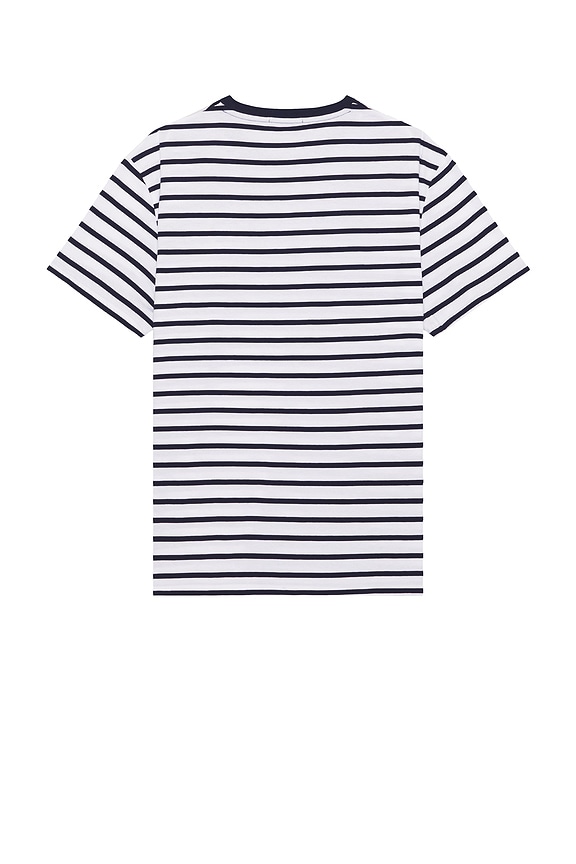view 2 of 5 Short Sleeve Classic Stripe T-Shirt in White & Newport Navy