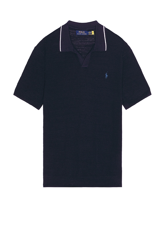 view 1 of 5 Short Sleeve Johnny Collar Sweater in Bright Navy