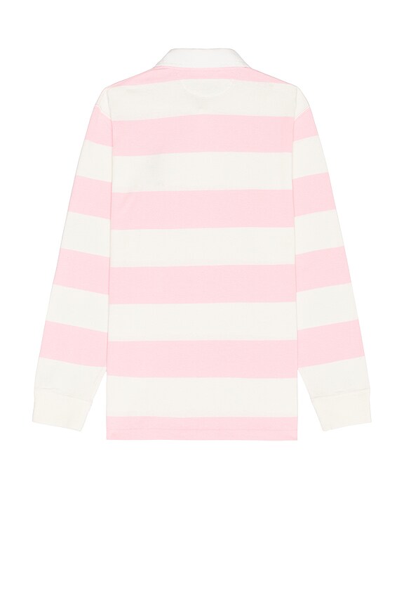 view 2 of 5 Heritage Icon Bear Rugby Shirt in Pink & White