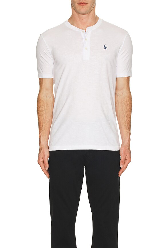 view 4 of 5 Short Sleeve Slub Jersey Henley T-Shirt in White