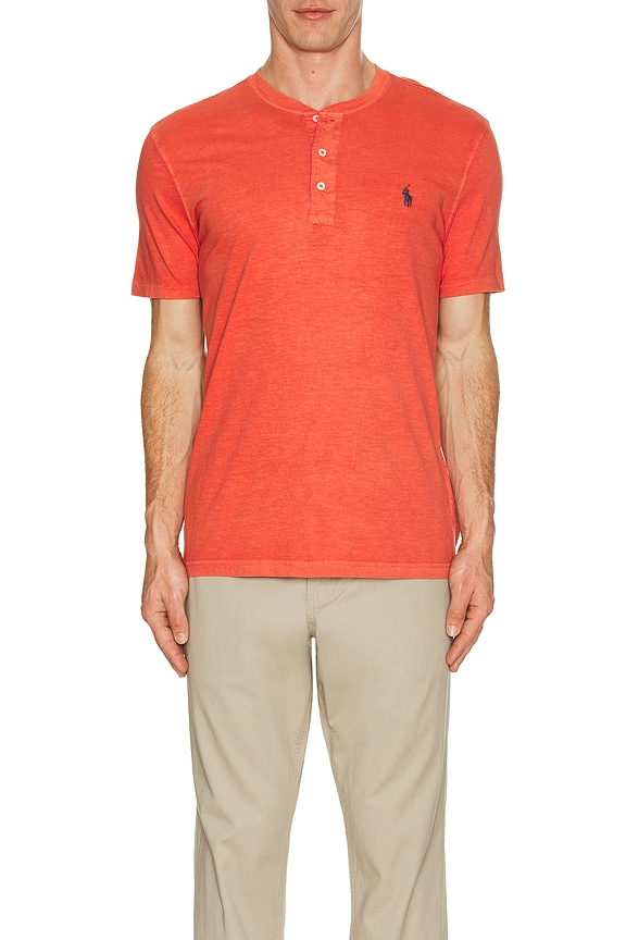 view 4 of 5 Short Sleeve Slub Jersey Henley T-Shirt in Spring Red