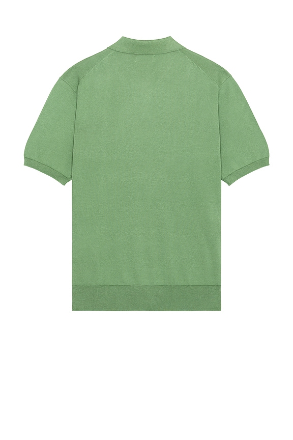 view 2 of 5 Short Sleeve Cotton Placket Pullover Sweater in Fatigue