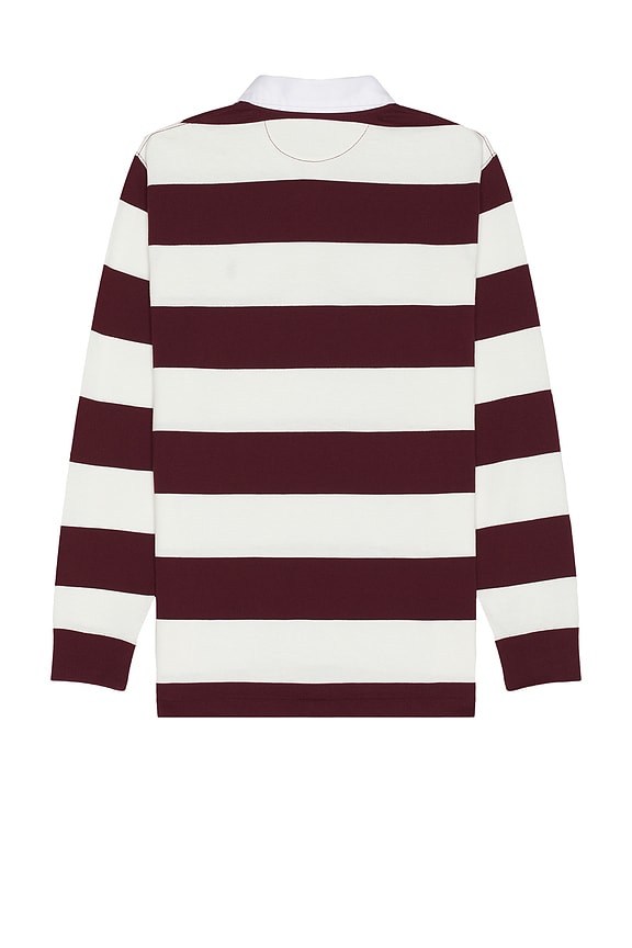 view 2 of 5 Long Sleeve Iconic Rugby Polo in Wine & Trophy Cream