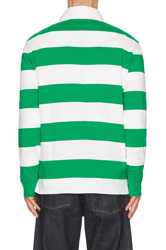 view 2 of 5 Long Sleeve Iconic Stripe Rugby Polo in Green